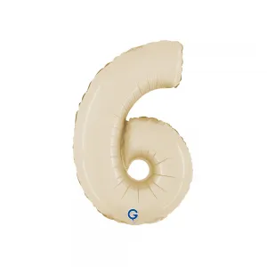 Balon Folie Cifra 6 Satin Cream 36cm