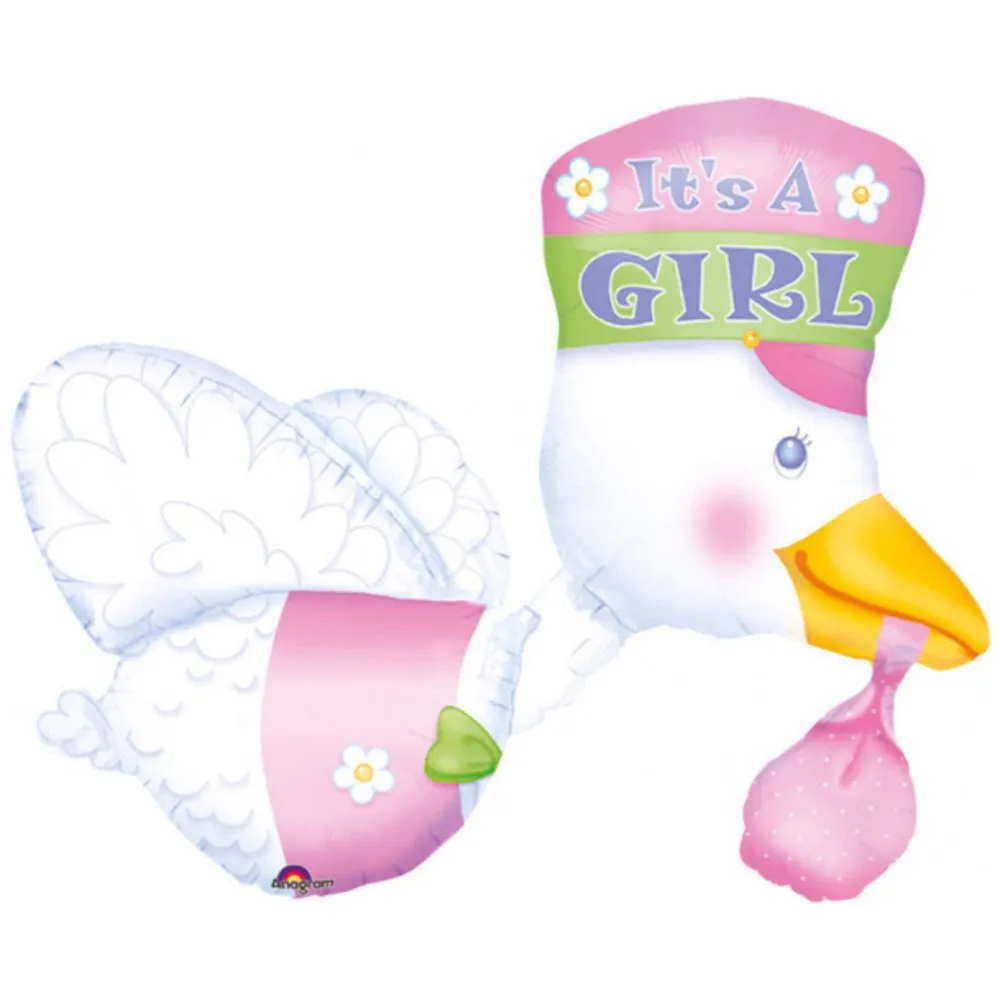 Balon Folie Figurina Barza It's a Girl 58x81 cm AMS 07026 01