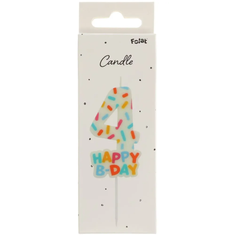 Lumanare Tort Cifra 4 Cozy Sprinkles 7cm