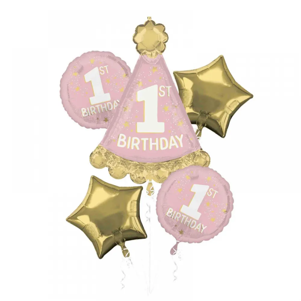 Buchet 5 Baloane Prima Aniversare Onederful Girl ANAGRAM 46563