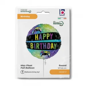 Balon Folie Rotund Gaming Birthday 46cm