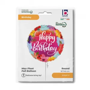 Balon Folie Happy Birthday Floricele 46cm