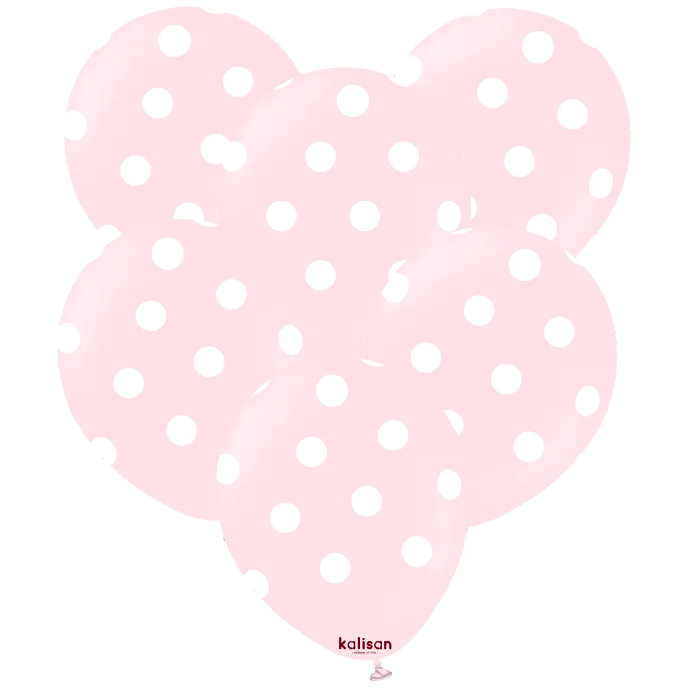 SET 25 Baloane latex 30cm Light Pink cu buline albe