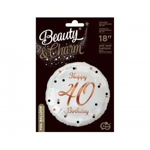 Balon Folie Rotund Happy 40th Birthday Confetti Rose Gold 45cm
