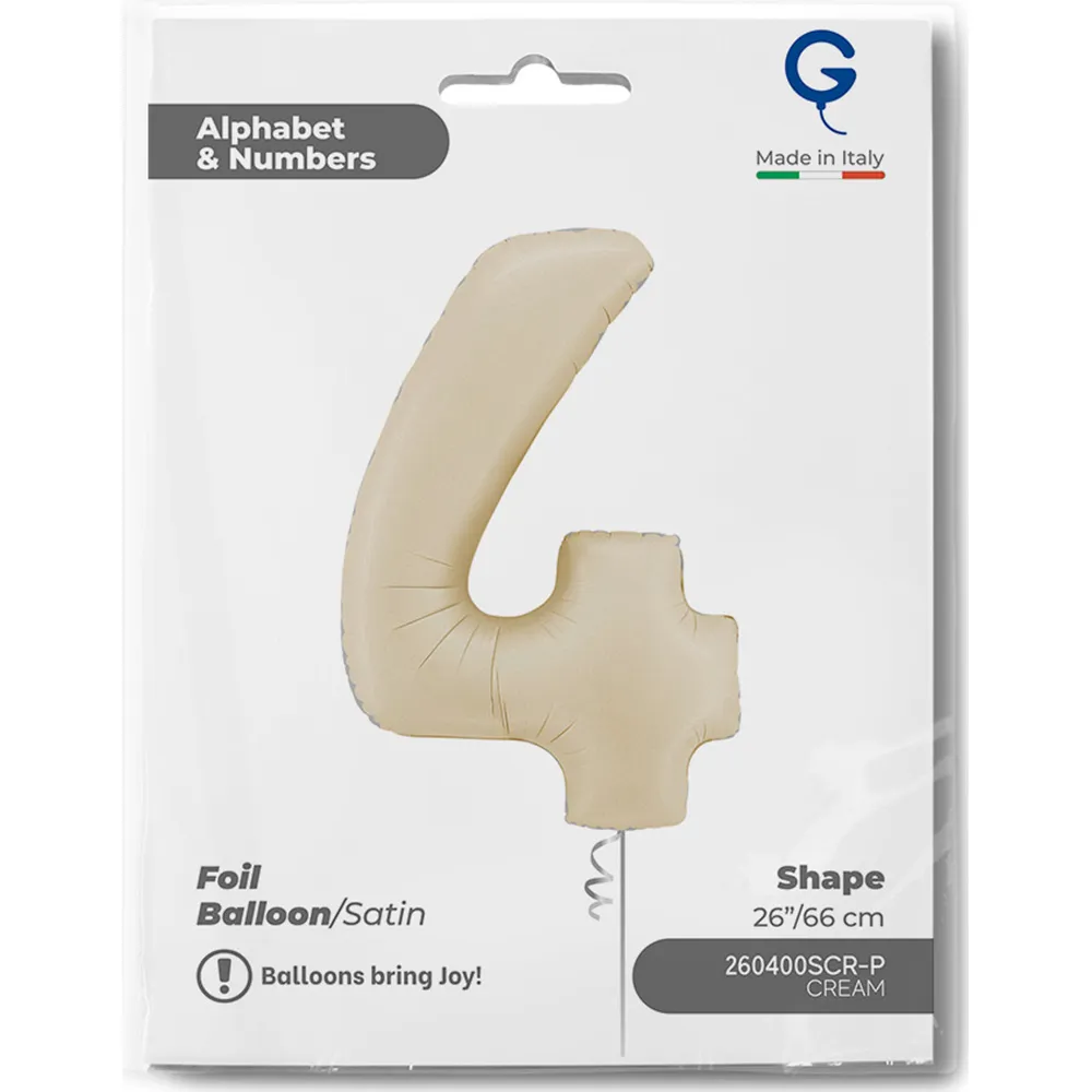 Balon Folie Cifra 4 Satin Cream 66cm