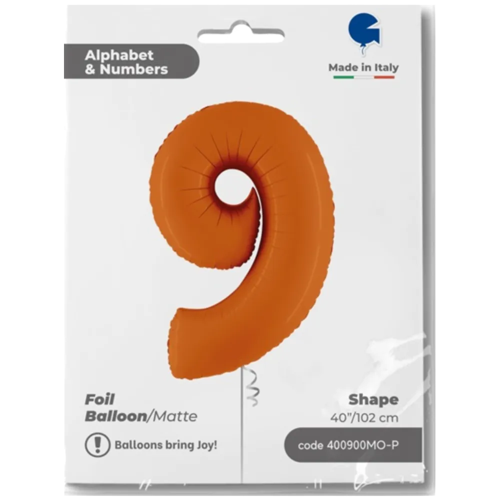 Balon Folie CIFRA 9 Portocaliu 102 cm Grabo