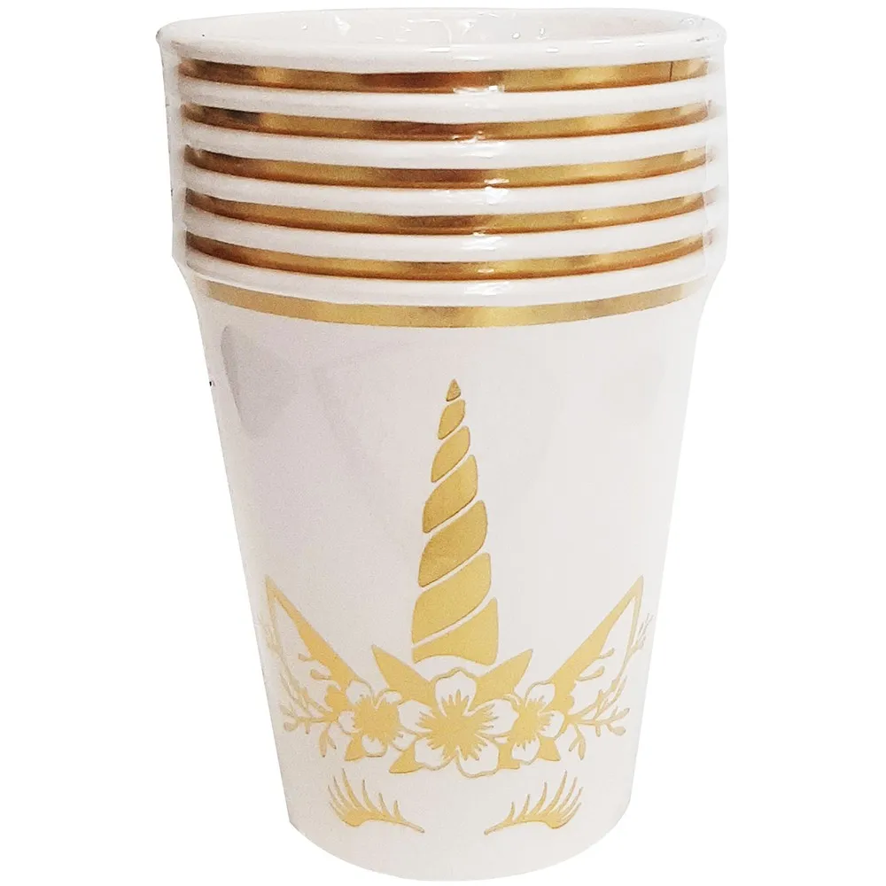 Set 6 Pahare Petrecere cu print Gold Unicorn UN5777