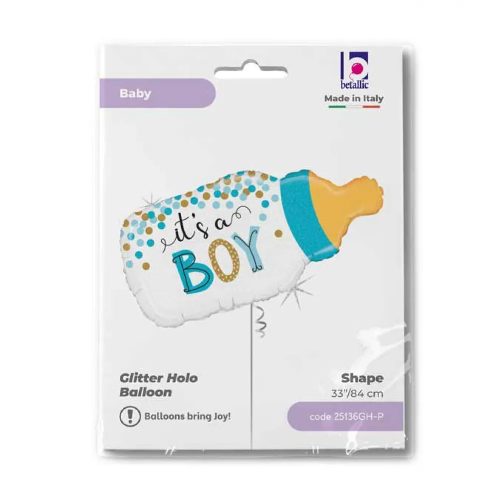 Balon Folie Figurina Biberon Holografic Baietel 84 cm GRABO