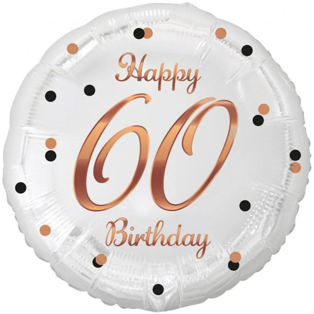 Balon Folie Rotund Happy 60th Birthday Confetti Rose Gold 45cm