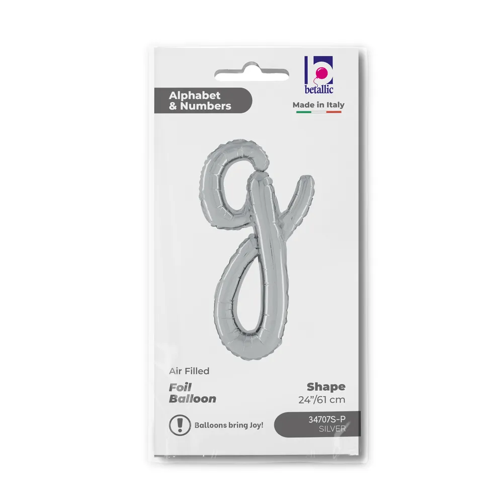 Balon Folie LITERA (AER) SCRIPT G Argintiu 61cm Grabo