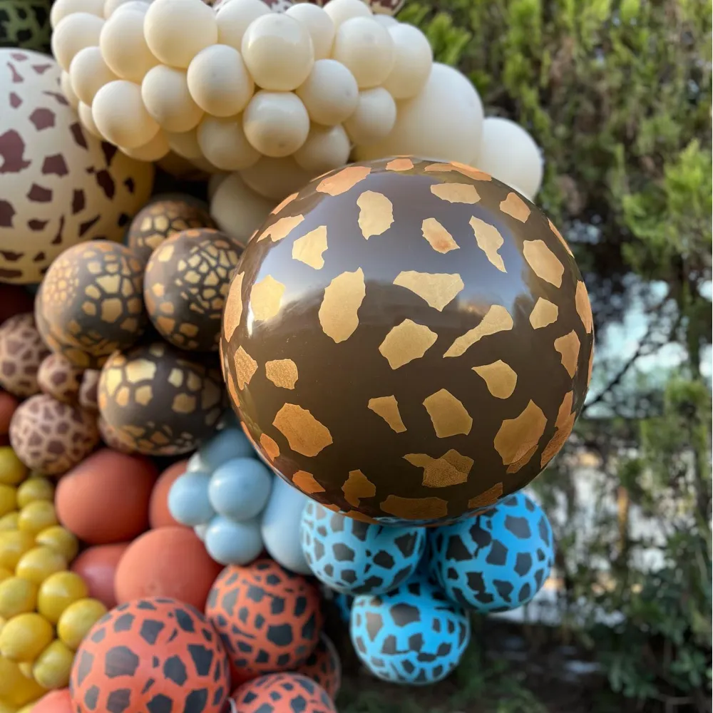 Balon latex jumbo 60cm Safari Giraffe - Chocolate BrownPrint Colour - Gold