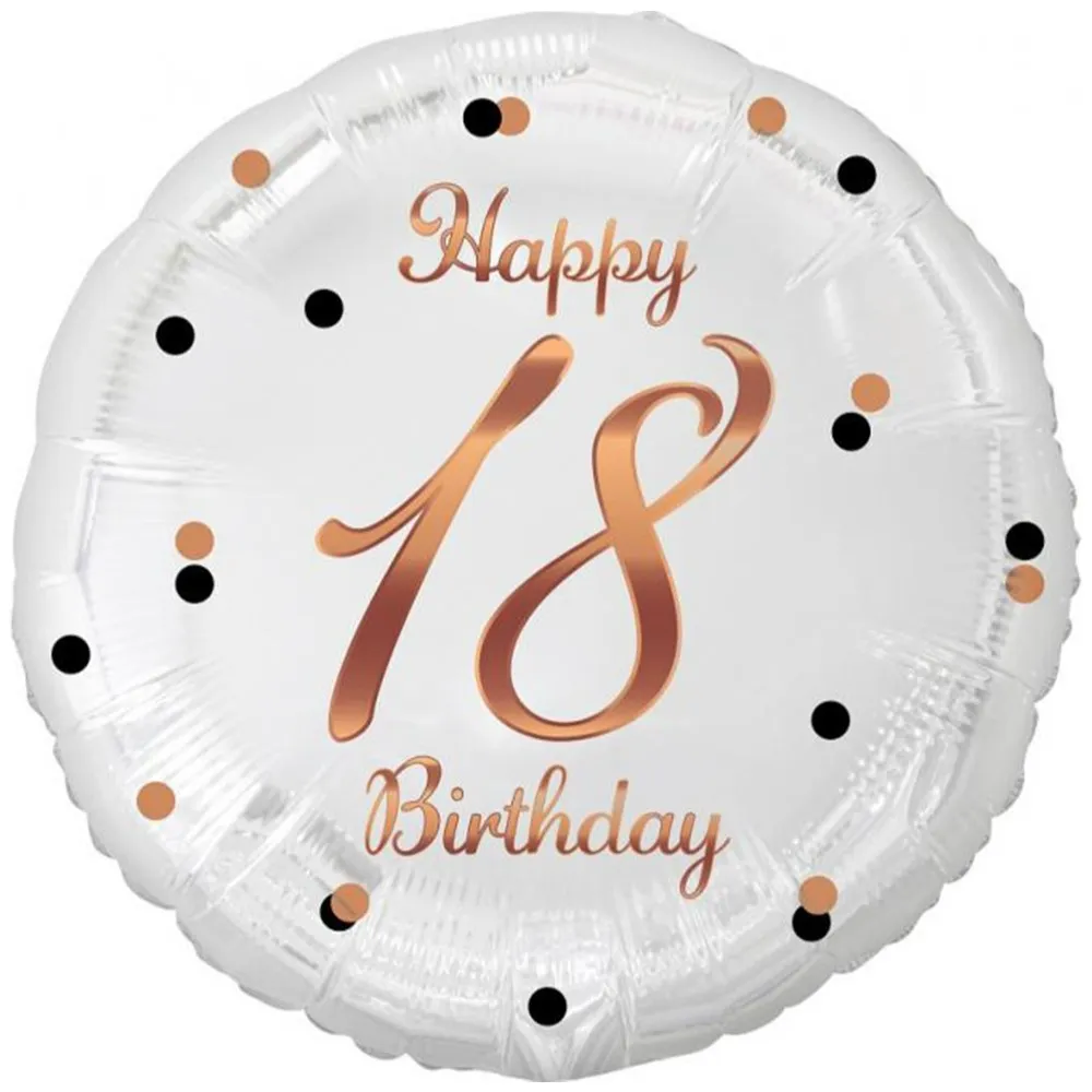Balon Folie Rotund Happy 18th Birthday Confetti Rose Gold 45cm