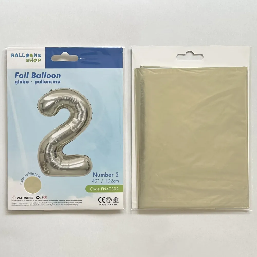 Balon Folie Cifra 2 White Gold 87cm