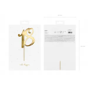 Decoratiune pentru Tort 18 ANI Auriu 20.5cm