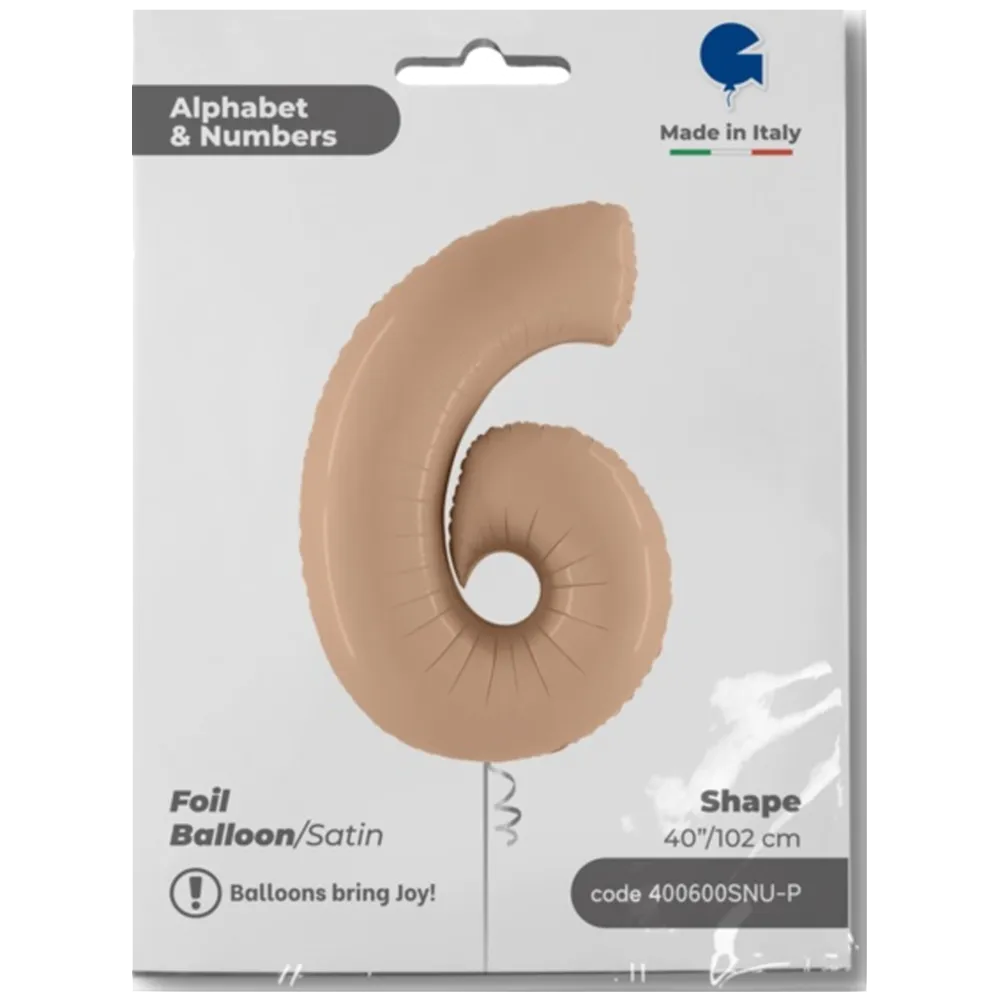 Balon Folie Jumbo CIFRA 6 Nude 102 cm Grabo