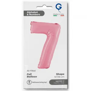 Balon Folie Cifra 7 Pastel Pink 36cm