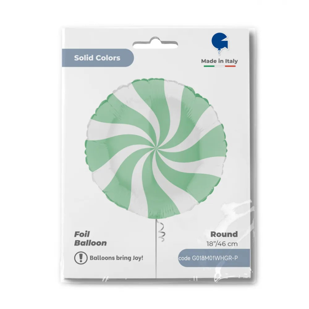 Balon Folie Rotund Acadea Alb-Mint 46cm Grabo