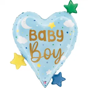 Balon Folie Inima Baby Boy Stelute 64cm