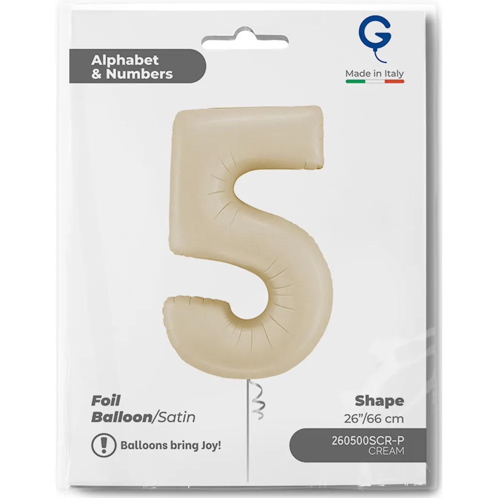 Balon Folie Cifra 5 Satin Cream 66cm