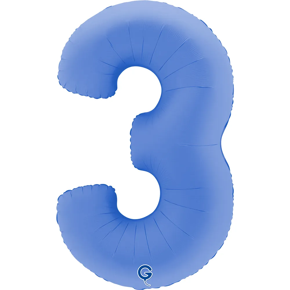 Balon Folie Cifra 3 Mat Lotus Blue 102cm