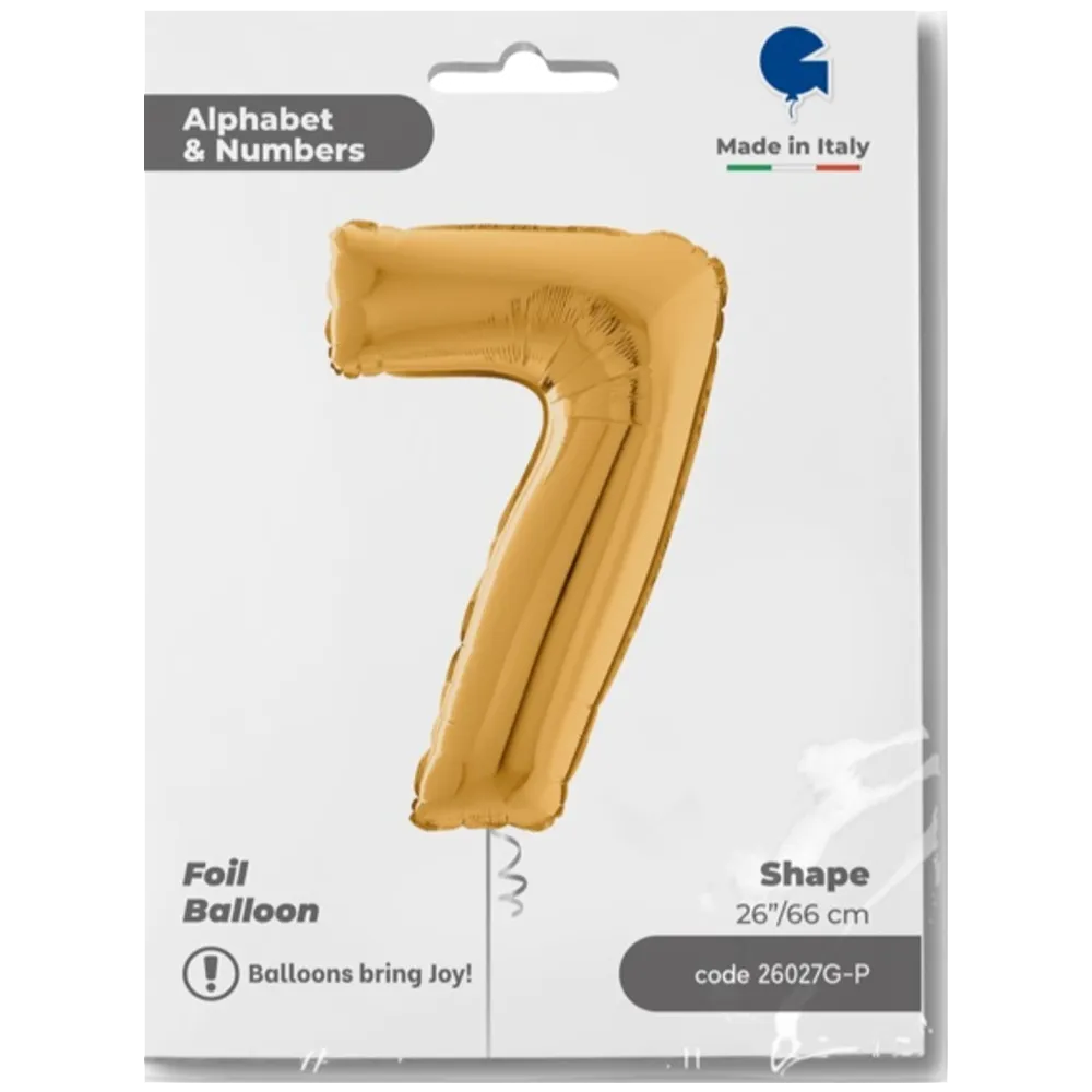 Balon Folie CIFRA 7 Auriu 66 cm Grabo