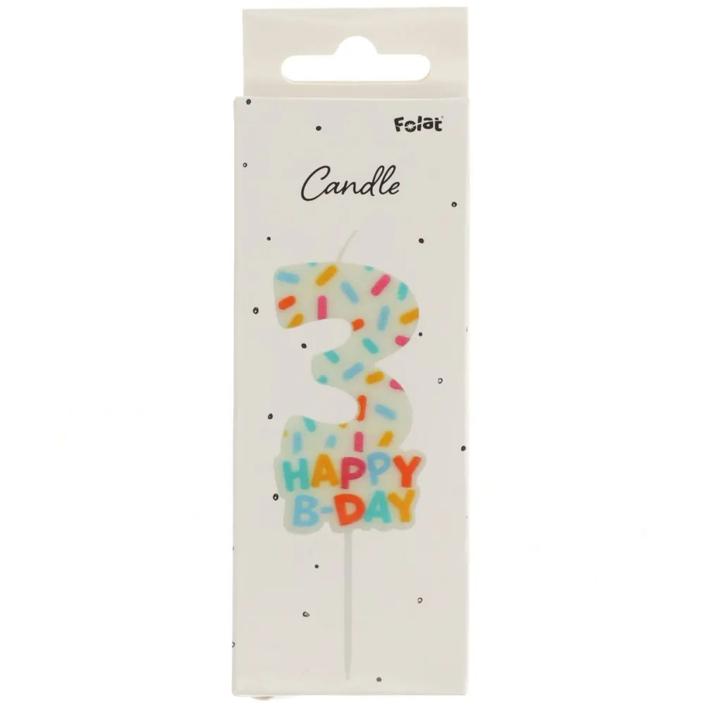 Lumanare Tort Cifra 3 Cozy Sprinkles 7cm