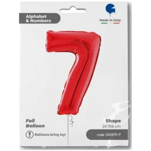 Balon Folie CIFRA 7 Rosu 66 cm Grabo