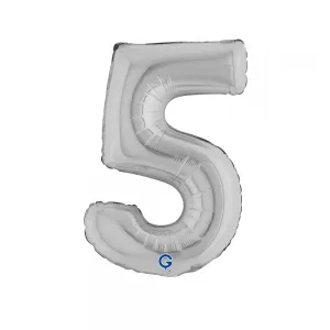Balon Folie Cifra 5 Argintiu 36cm