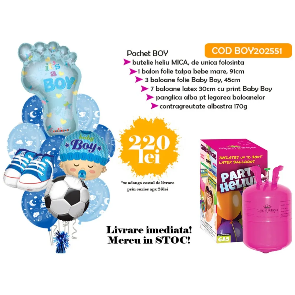 Pachet Baloane Baietel + Butelie mica BOY202551