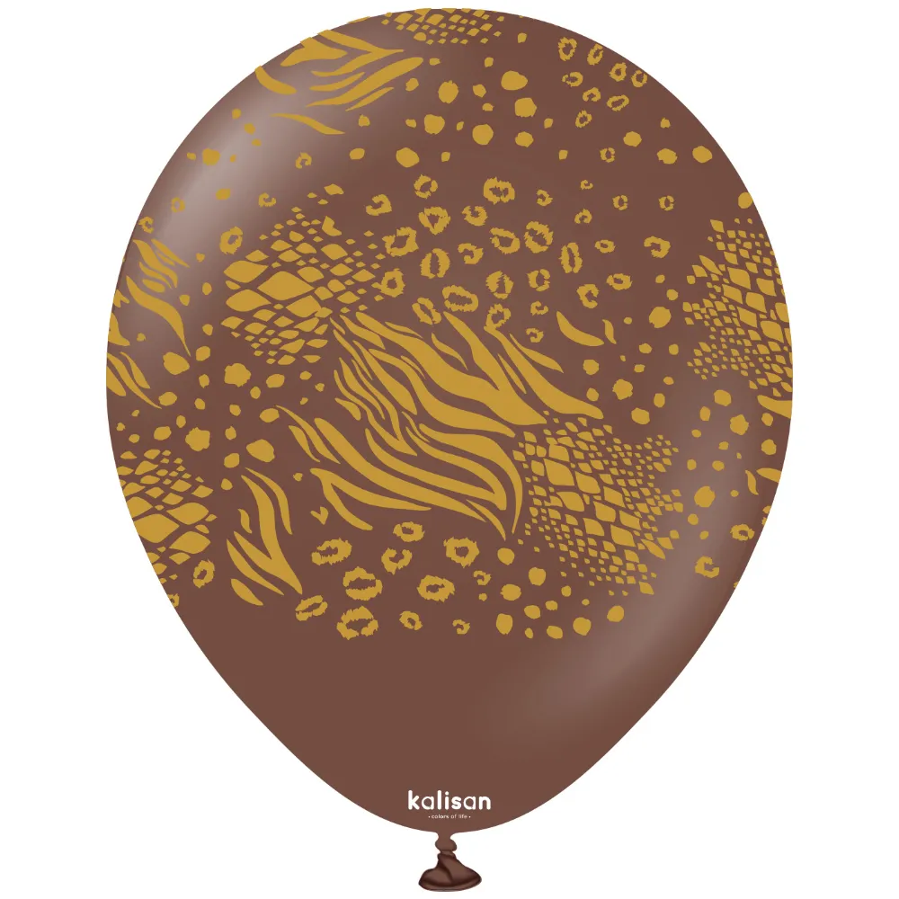 Baloane latex 30cm Safari Mutant - Chocolate Brown Print - Gold