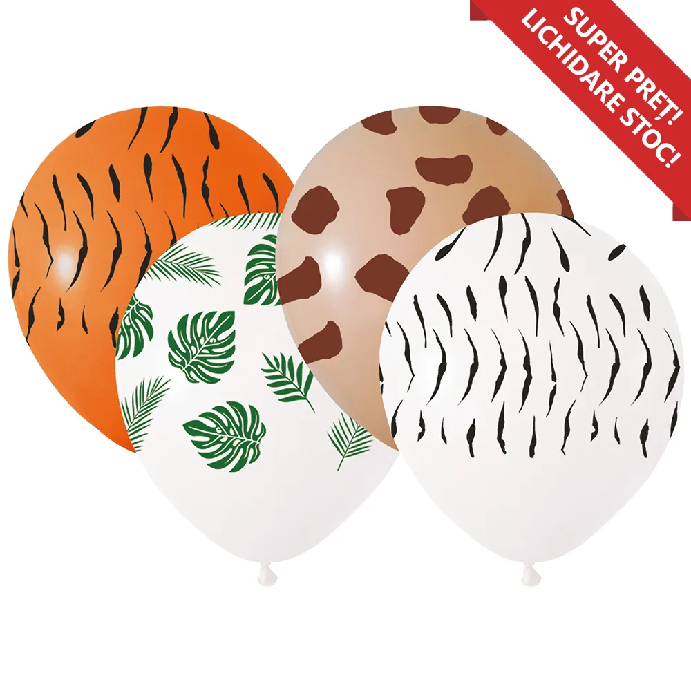 Set 8 Baloane Latex 45cm print Animale Safari