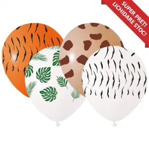 Set 8 Baloane Latex 45cm print Animale Safari