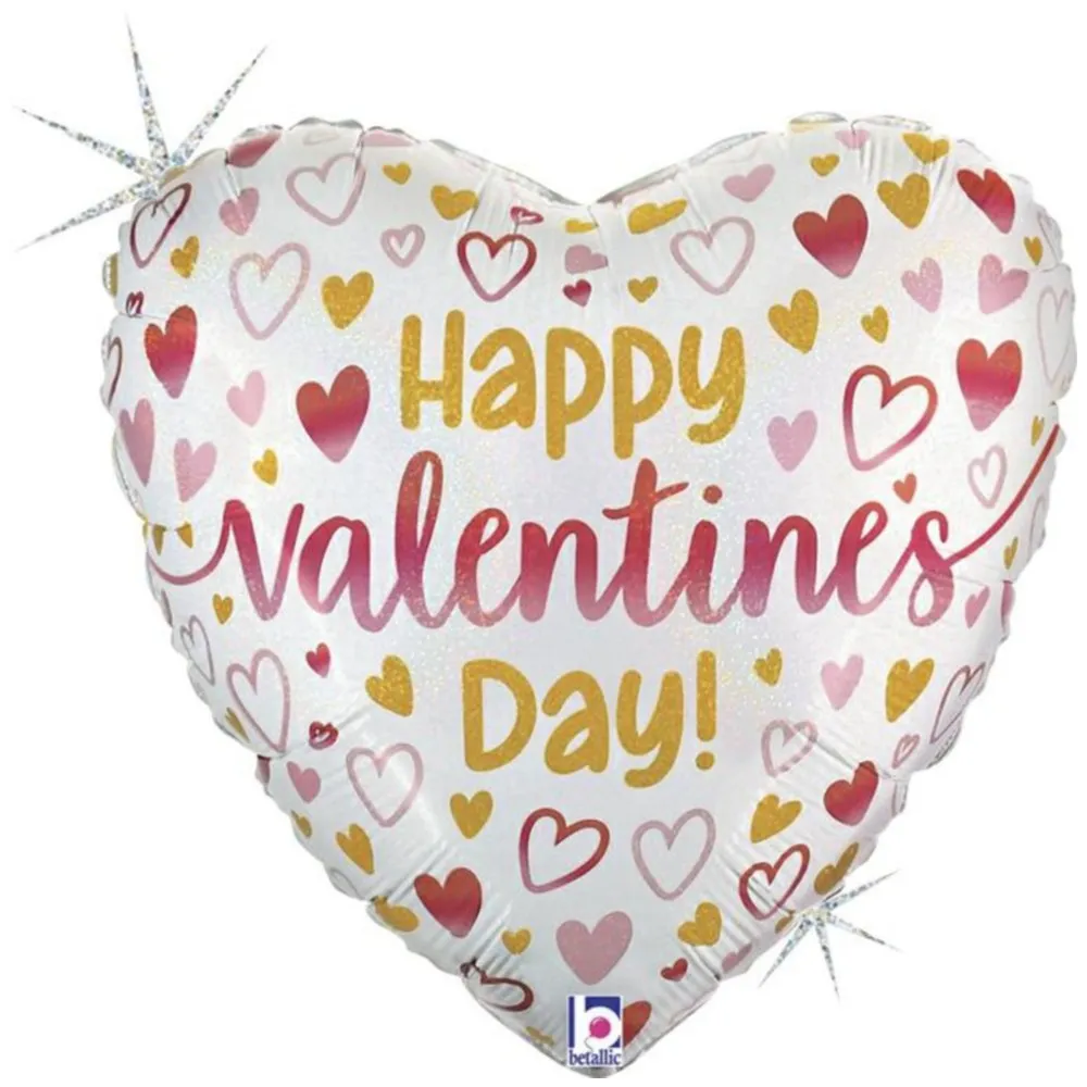 Balon Folie Inima Alba Happy Valentine's 46 cm Grabo
