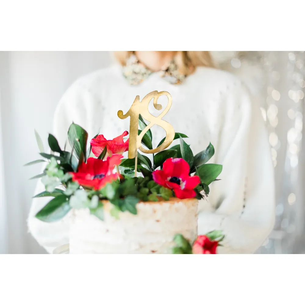 Decoratiune pentru Tort 18 ANI Auriu 20.5cm