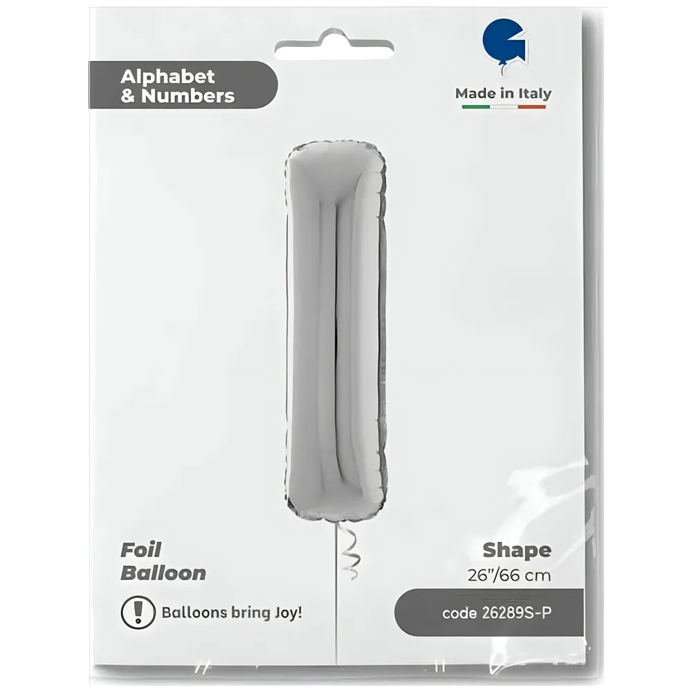 Balon Folie LITERA I Argintiu 66 cm Grabo