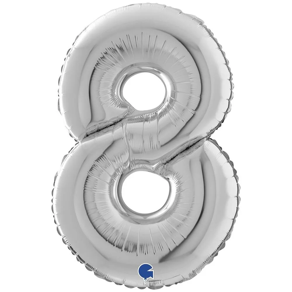 Balon Folie CIFRA 8 Argintiu 66 cm Grabo