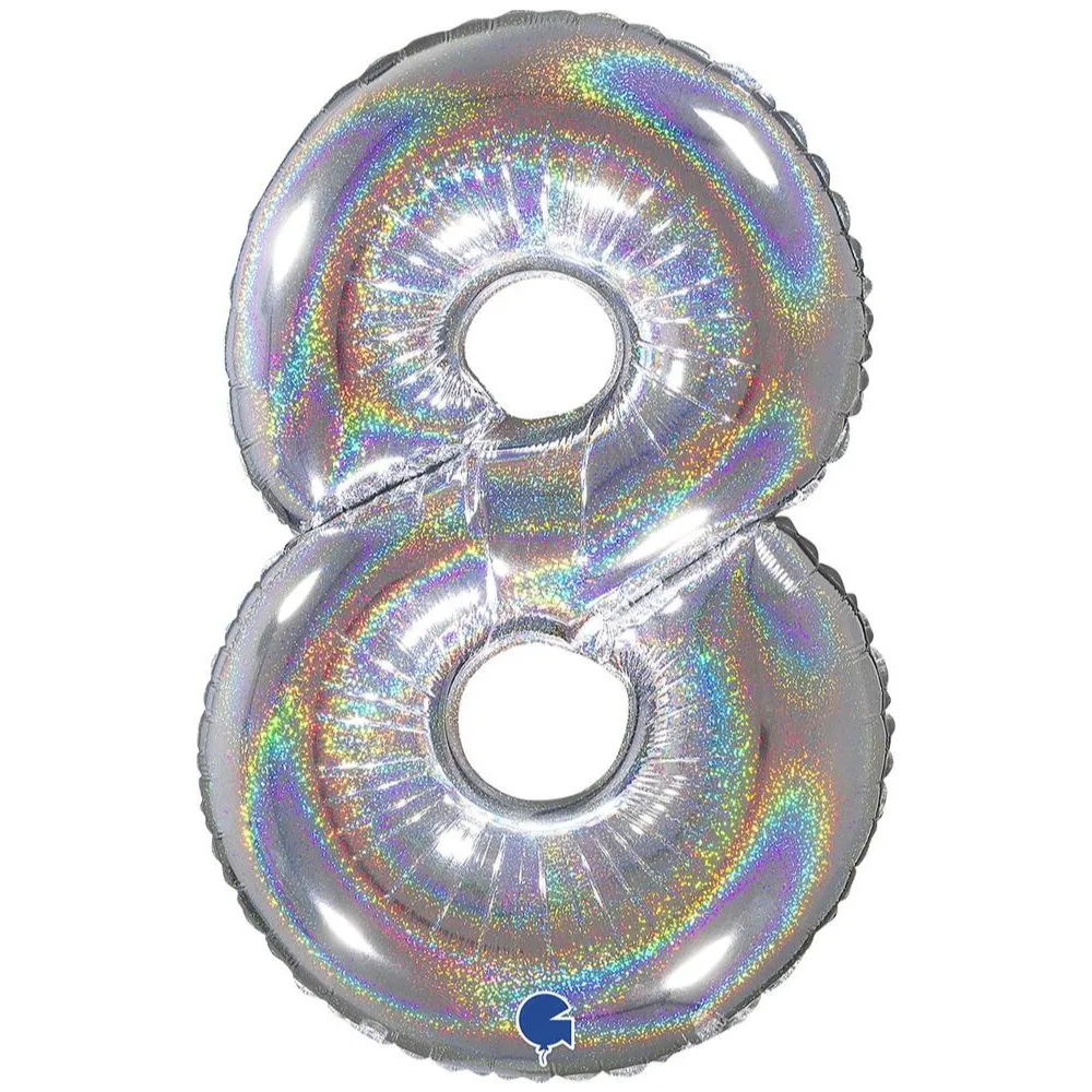 Balon Folie CIFRA 8 Holographic Glitter 66 cm Grabo
