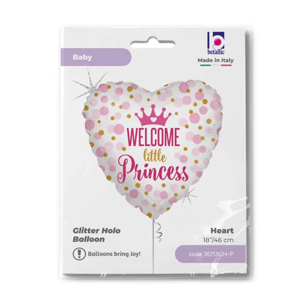 Balon Folie Inima Baby Princess Glitter 46 cm Grabo