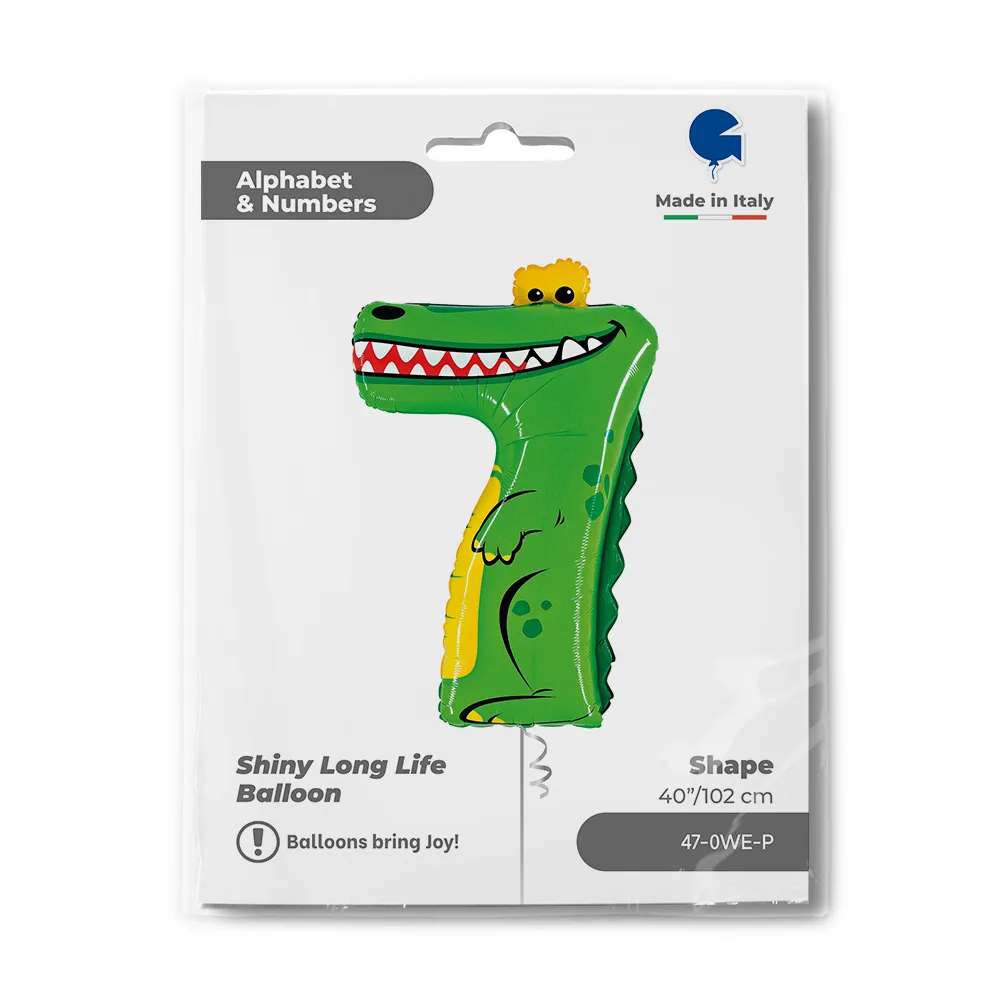 Balon Folie JUMBO Animaloons CIFRA 7 Crocodil 102 cm Grabo