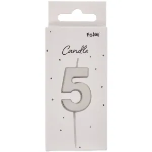 Lumanare Tort Cifra 5 Argintiu 5cm