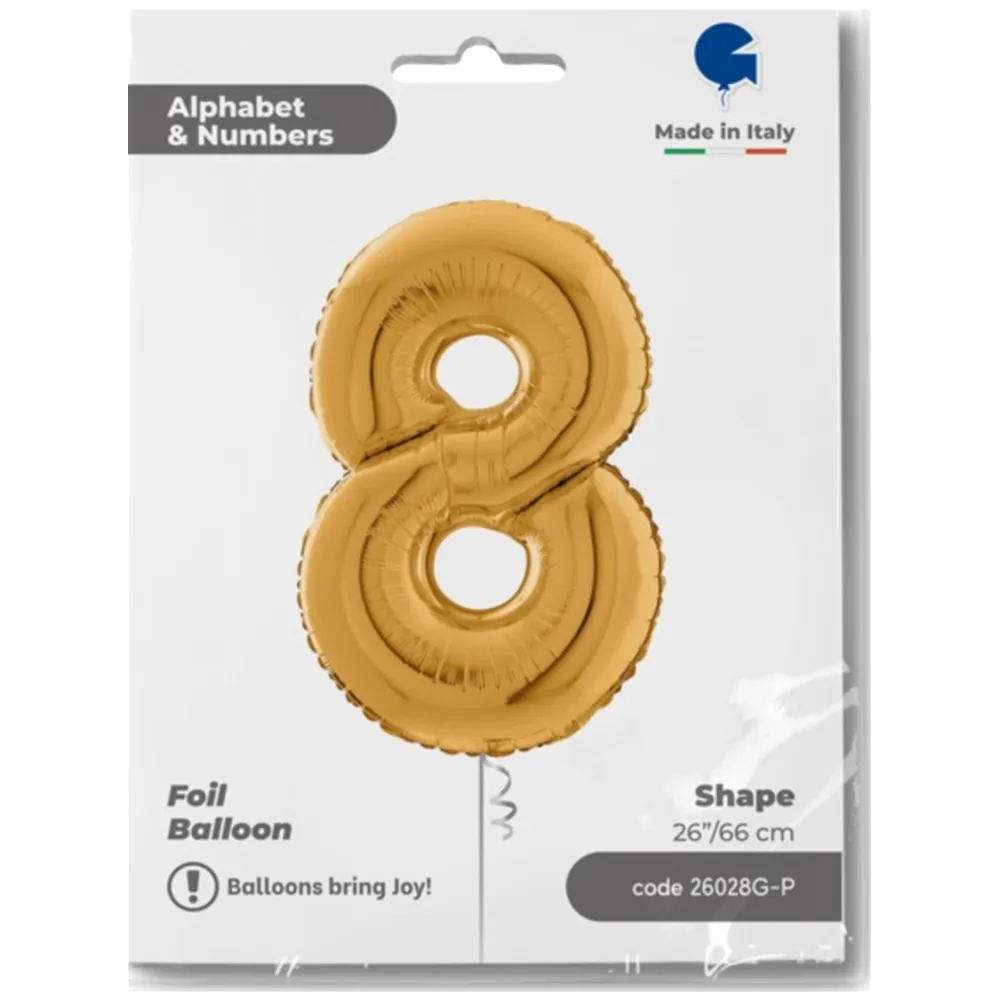 Balon Folie CIFRA 8 Auriu 66 cm Grabo