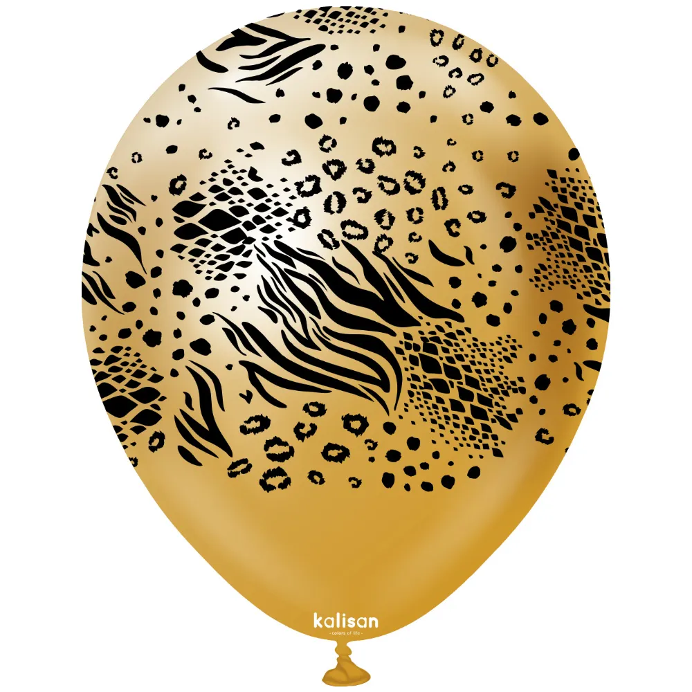 Baloane latex 30cm Safari Mutant - Mirror Gold Print - Black