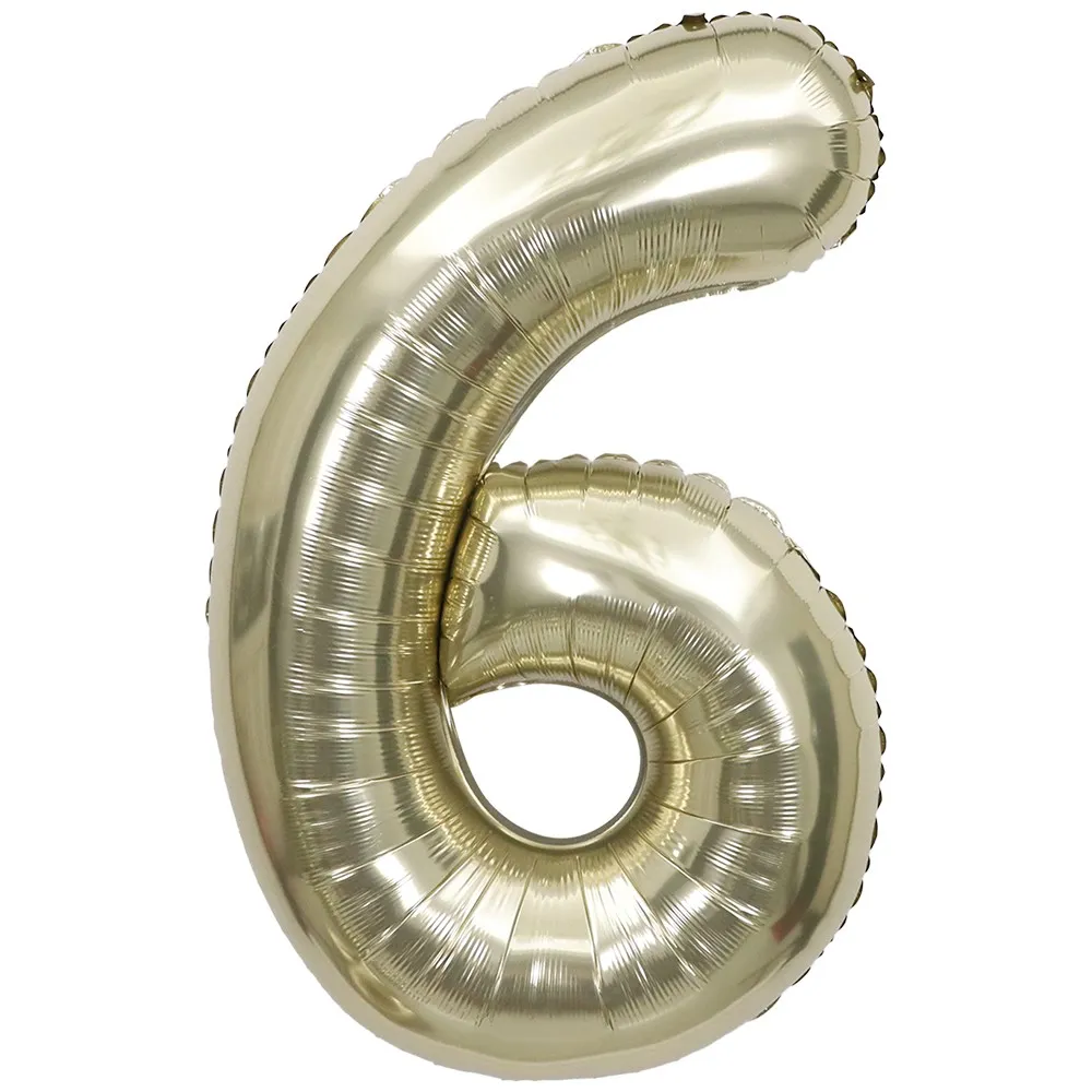 Balon Folie Cifra 6 White Gold 87cm