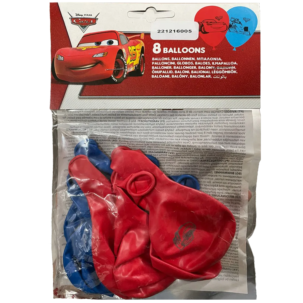Set 8 Baloane Latex 28cm Cars Ice