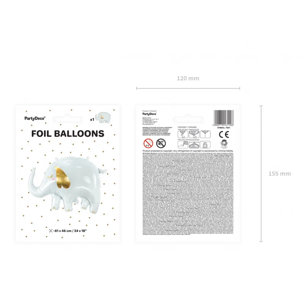 Balon Folie Figurina Elefant Alb 61x46cm FB91