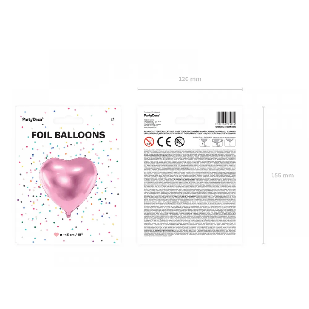 Balon folie Inima Roz 45cm PDC1046