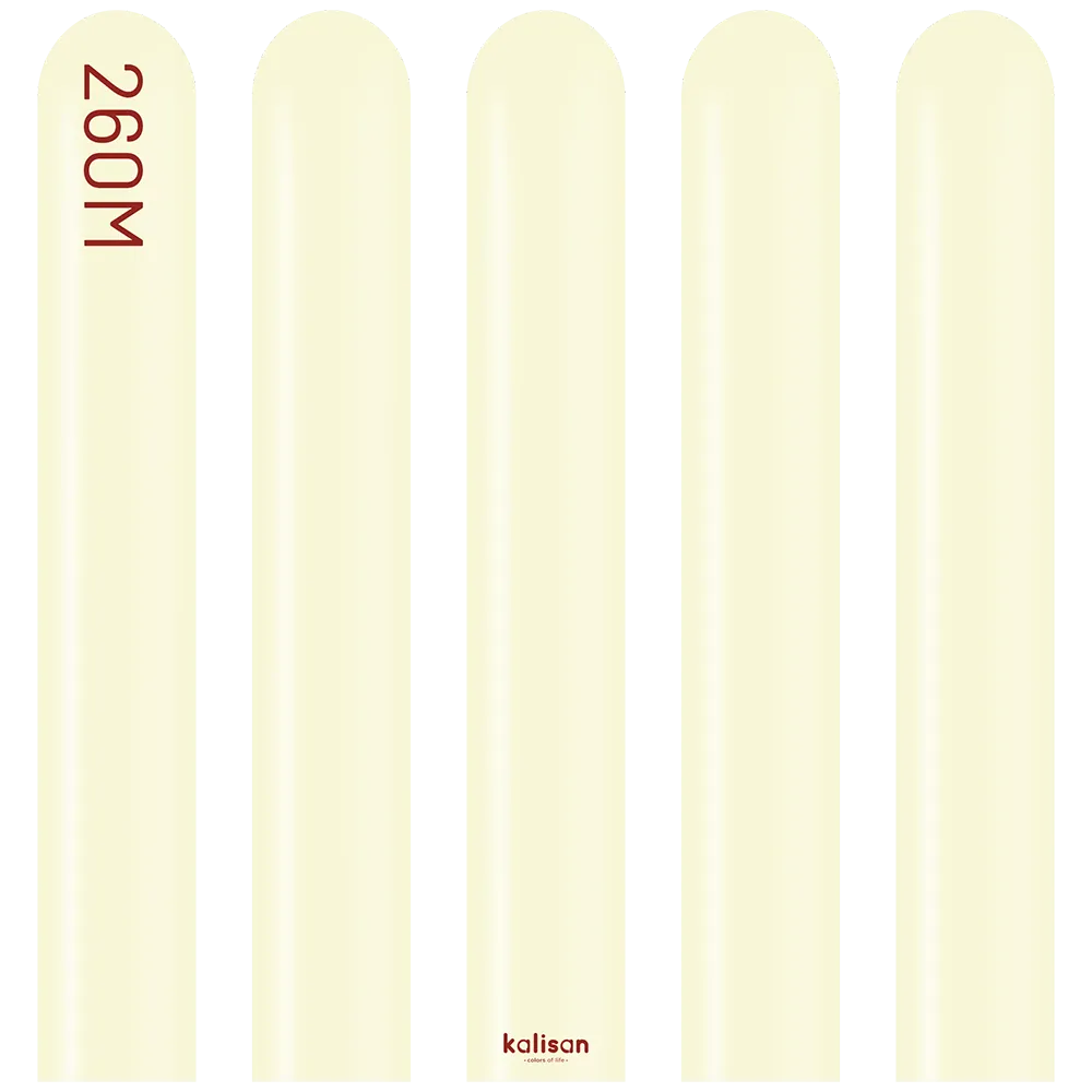 SET 50 Baloane Latex Modelaj Macaron Pale Yellow Nozzle Up 260M 3008
