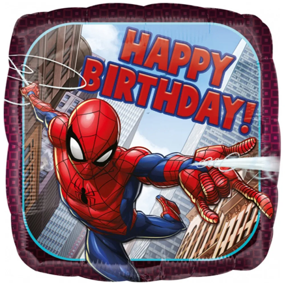 Balon Folie Patrat Spiderman Happy Birthday 43cm AMS 34664