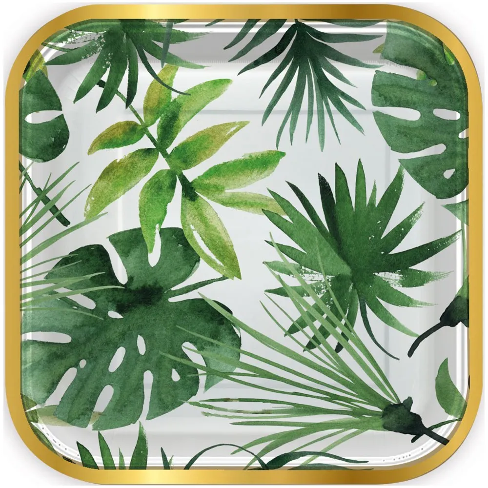 Set 6 Farfurii Petrecere cu print Frunze Tropicale YP4887