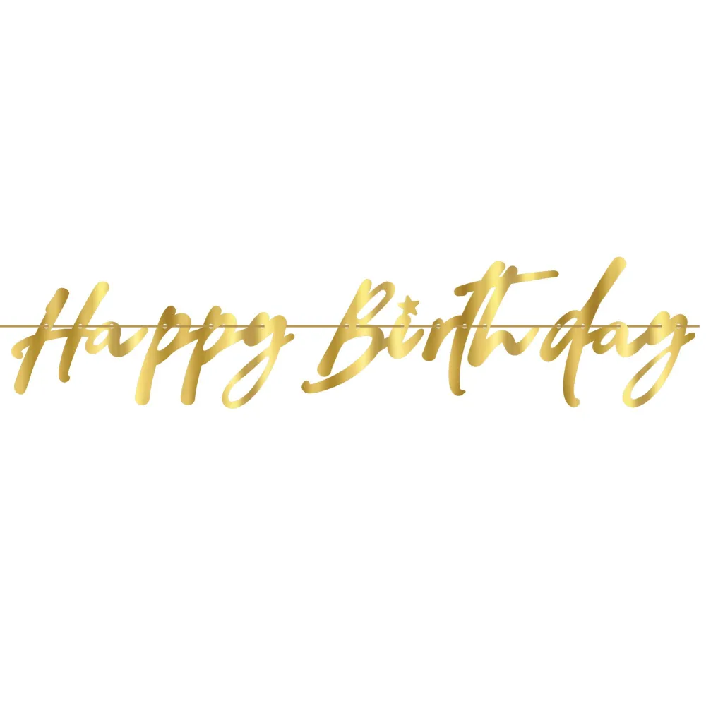 Banner Hartie Happy Birthday Auriu